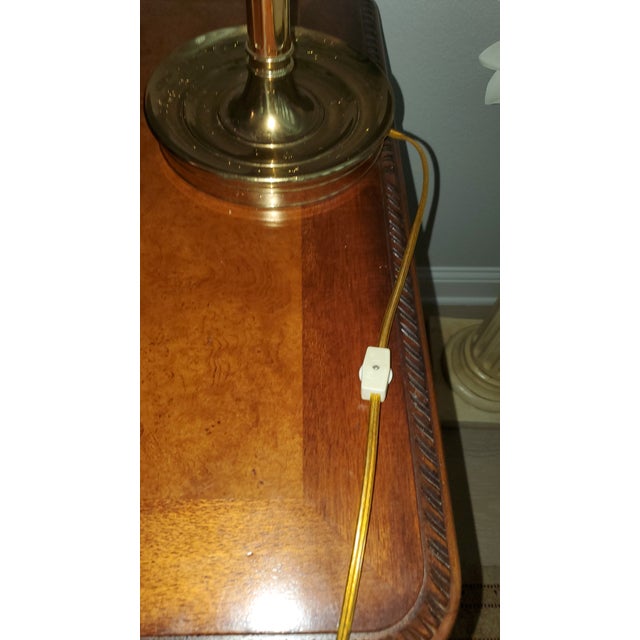 Neoclassical Neiman Marcus Baldwin Solid Forged Brass 4-Arm Bouillotte Table Lamp With Opaque Tole Shade For Sale - Image 3 of 6