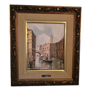 Vintage Mid Century Modern Impressionist Signed Venice Painting For Sale