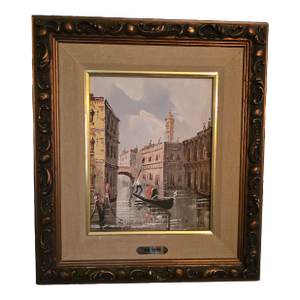 Vintage Mid Century Modern Impressionist Signed Venice Painting