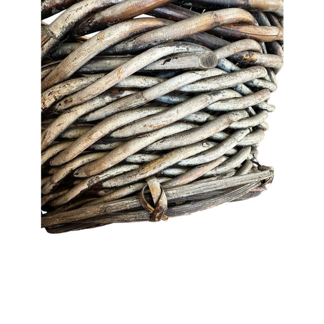 Large Handwoven Rattan Reed Basket Bi Cone For Sale - Image 9 of 12