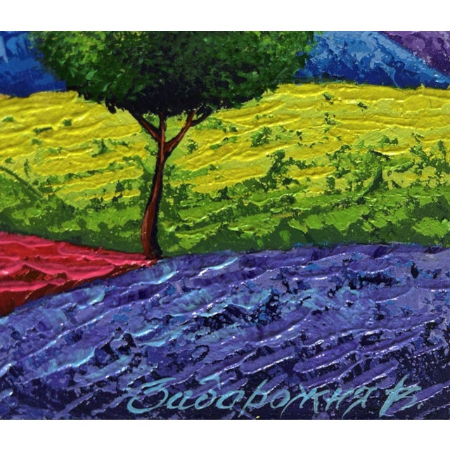 Paper Oil Painting Summer Sunset Over Flowering Slopes v. Zadorozhnya For Sale - Image 7 of 8