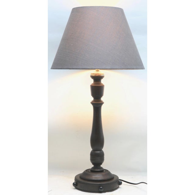 20th Century Turned Wooden Lamp For Sale - Image 3 of 9