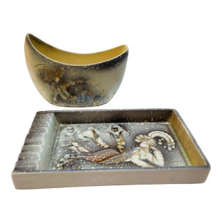 1950s Vintage Sasha Brastoff Matching Vase & Tray Set- 2 Pieces For Sale