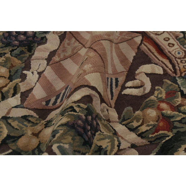 Green Rug & Kilim’s Armorial Tudor Style Rug in Black, With Beige, Blue and Gold Tones For Sale - Image 8 of 9