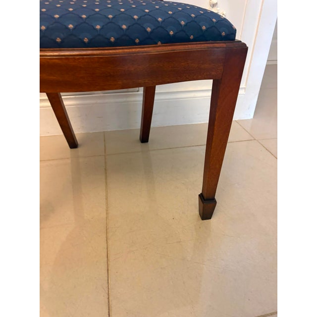 Blue Antique Mahogany Shield Back Dining Chairs and Carvers, 1920, Set of 12 For Sale - Image 8 of 18