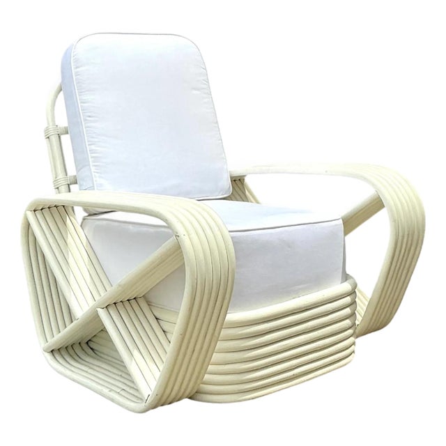 Vintage Paul Frankl Six Strand Rattan Lounge Chair For Sale