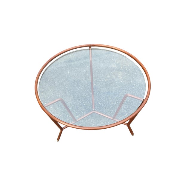 Stitched Leather Cocktail Table by Jacques Adnet, 1950s For Sale - Image 4 of 11