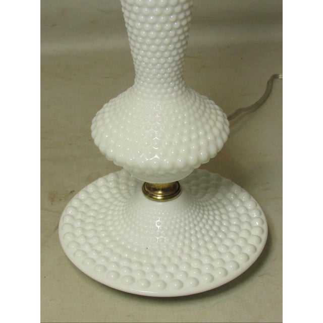 Mid-Century Modern Pair of Hobnail Milk Glass Lamps For Sale - Image 3 of 15