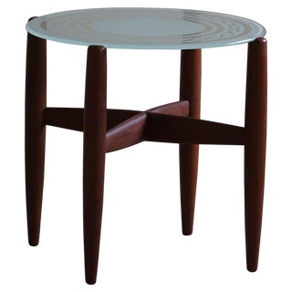 Mid-Century Modern Danish Side Table in Teak & Glass, 1960s For Sale
