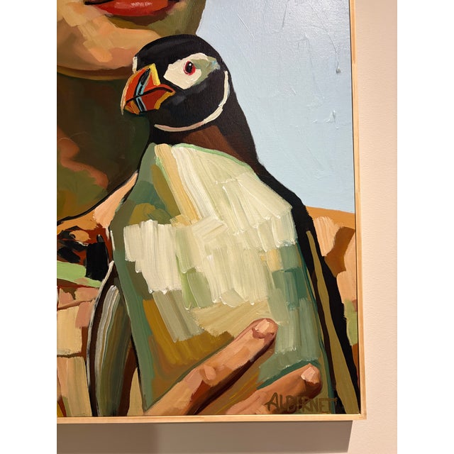 2026 Painting of a Girl and Her Penguin, Framed For Sale - Image 4 of 7