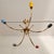 Vintage 5-Arm Sputnik Chandelier in Brass and Multicoloured Ceramic, United Kingdom, 1950s For Sale - Image 9 of 10
