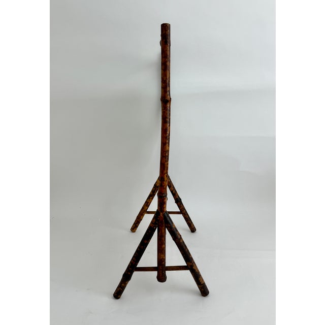 Brown Antique Victorian Bamboo and Hand-Painted Glass Fire Screen, C,1890s For Sale - Image 8 of 9