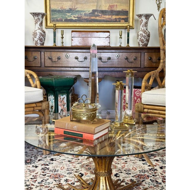 Metal Vintage Hollywood Regency Style Brass and Lucite Candlestick Holders, a Pair For Sale - Image 7 of 7