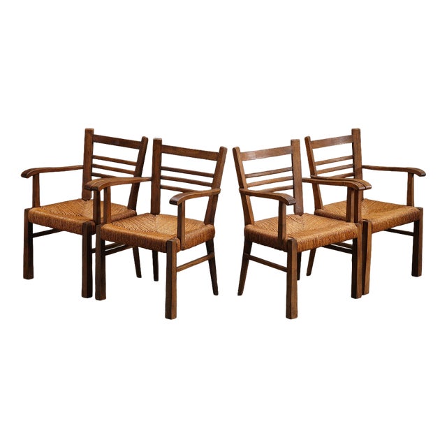 Art Deco Dining Chairs, 1940s, Set of 4 For Sale