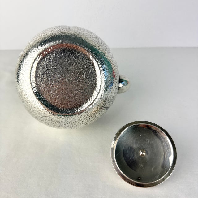 Vintage Chinese Hand Wrought Pure Silver Teapot For Sale - Image 10 of 12
