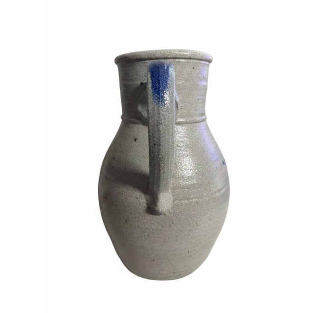 American Vintage Rowe Pottery Works Wisconsin Salt-Glazed Stoneware Cobalt Bird Pitcher For Sale - Image 3 of 8