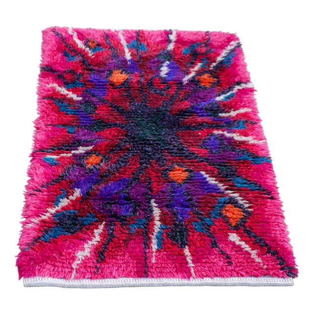 Swedish Tibet Rya Rug with Flower by Jagarz for Rya For Sale