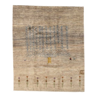 Hand-Knotted Persian Gabbeh Rug With Tree of Life Motif 6'7" X 7'11" For Sale