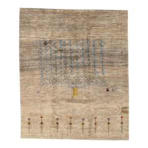 Hand-Knotted Persian Gabbeh Rug With Tree of Life Motif 6'7" X 7'11"