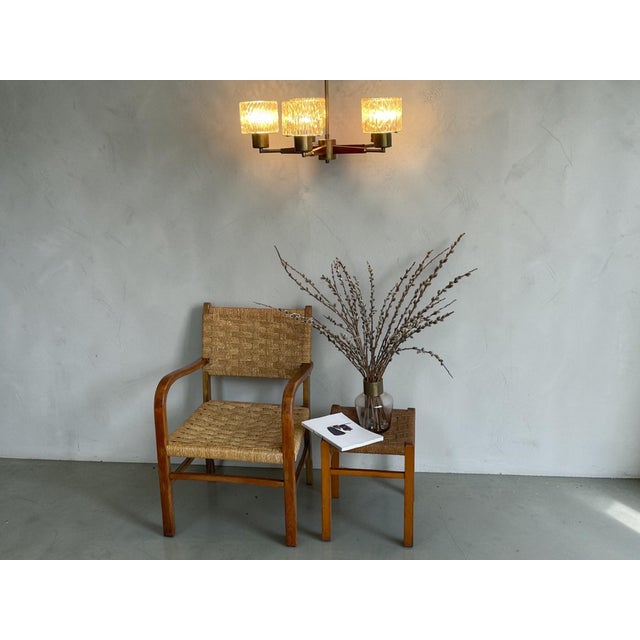 Brown Scandinavian Modern Stool with Woven Sisal Cord Seat, 1960s For Sale - Image 8 of 9