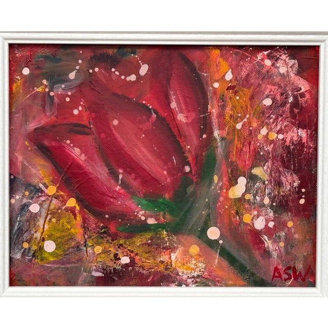 Ameryllis Study 2 - Miniature Abstract Floral Canvas Art by Contemporary Artist 2005 For Sale - Image 10 of 12