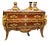Elegant French Louis XV Bombe Commode With Marble Top, Floral Marquetry & Bronze Ormolu For Sale