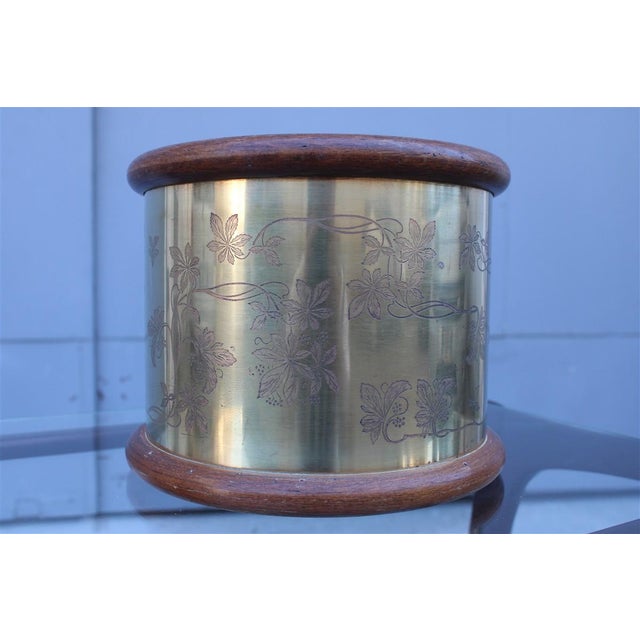 Wood Brass and Wood Plant Basket, Italy, 1970s For Sale - Image 7 of 12