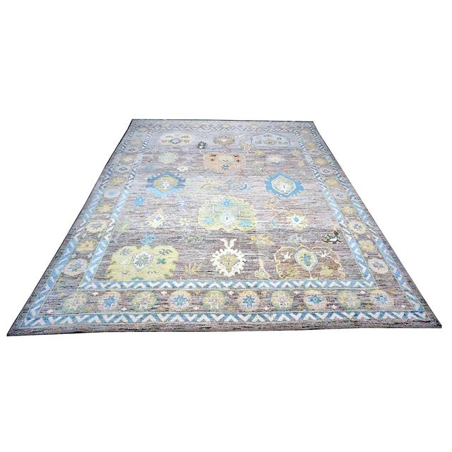 Condition: New Origin: Turkey Design: Oushak Actual size: 9'11" X 13'6" Thickness: 1/8" - 1/4" Colors: Slate Blue, Dark...