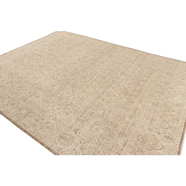 Rug & Kilim Rug & Kilim’s Moroccan Style Rug in Beige-Brown With Geometric Patterns For Sale - Image 4 of 7