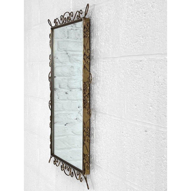 Mid-Century Modern Rectangular Mirror with Brass Frame, 1950s For Sale - Image 3 of 8