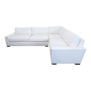 Restoration Hardware Maxwell White Sectional Sofa - Modern L-Shaped Couch For Sale