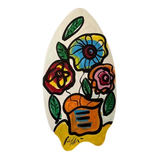 1970s Peter Keil Flowers Abstract Painting on Board For Sale