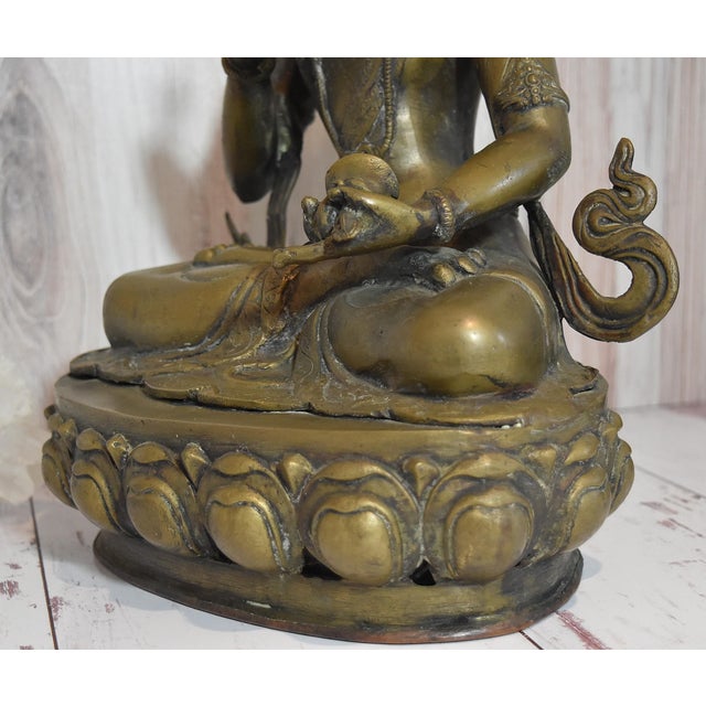 Mid 20th Century 16.75" Tibetan Vajrasattva Bronze Buddha Statuary For Sale - Image 5 of 18