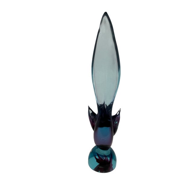 Murano Glass Bird Sculpture in Blue and Amethyst For Sale In Los Angeles - Image 6 of 9