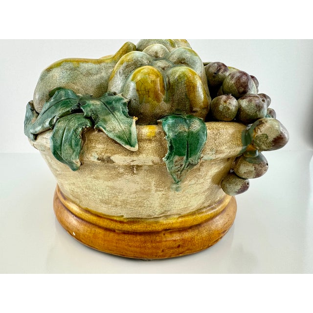 1940s Hand Painted Italian Ceramic Fruit Bowl For Sale - Image 10 of 12