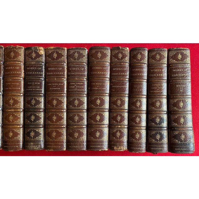 Fine Leather Bindings - The Works of William Makepeace Thackeray - Books From 1869 - 18 Volumes For Sale - Image 10 of 14
