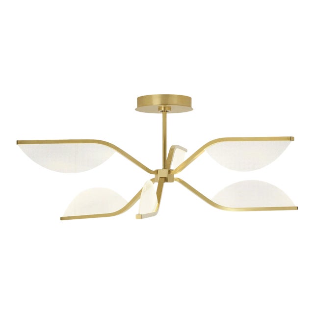Visual Comfort Modern Belterra 30 Flushmount and Chandelier LED Natural Brass For Sale