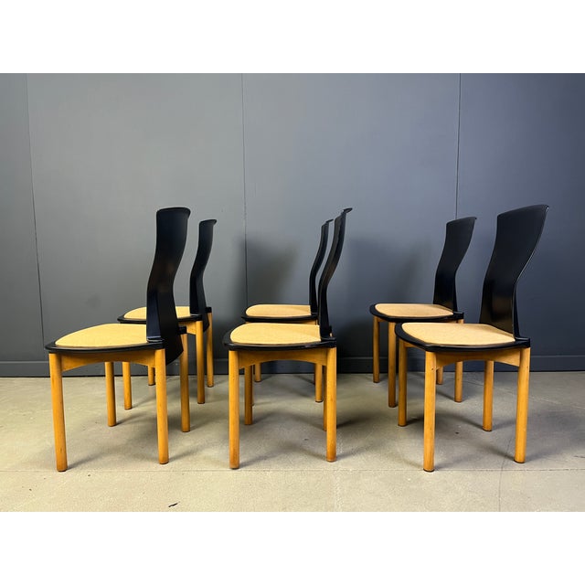 Black Vintage Pelope Dining Chairs by Francesco Binfarè for Cassina, 1990s, Set of 6 For Sale - Image 8 of 14