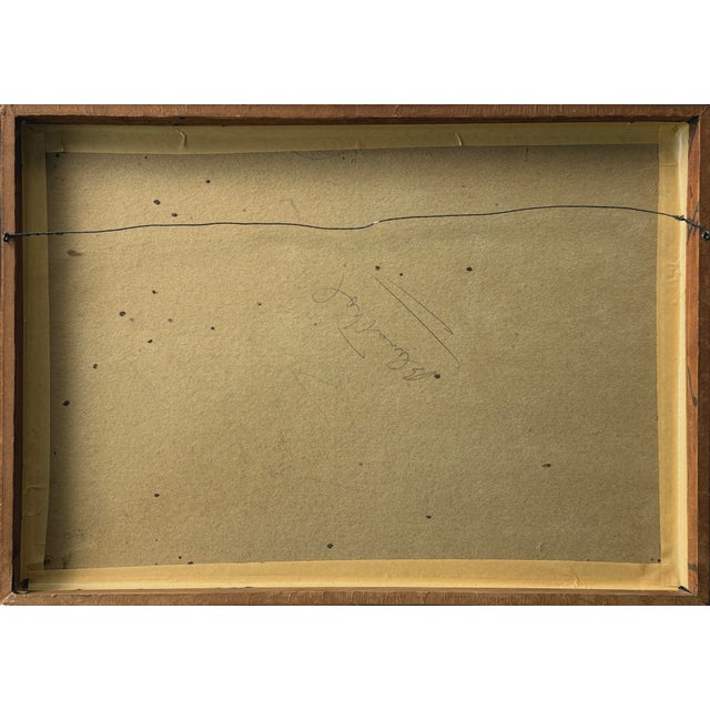 Vintage Modernist Still Life With Birdcage and Fruit, Signed (C. 1960, Oil on Cardboard) For Sale In Philadelphia - Image 6 of 6