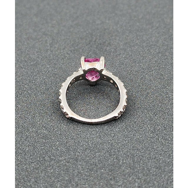 Early 21st Century 0.60 Ct Natural Pink Sapphire & Diamond Ring, Size 4.5 For Sale - Image 5 of 10