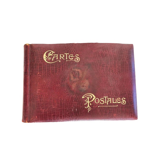 French Cartes Postales Leather Book For Sale
