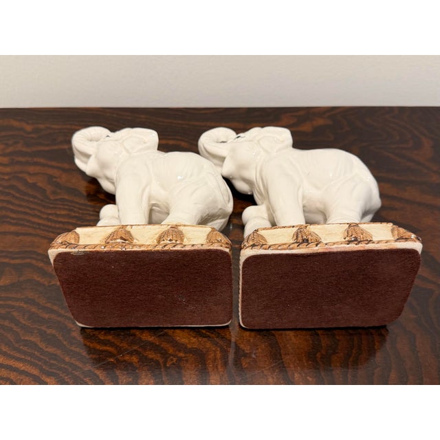 Ceramic Vintage Fitz & Floyd Ceramic Elephant Bookends / Figurines - A Pair For Sale - Image 7 of 10
