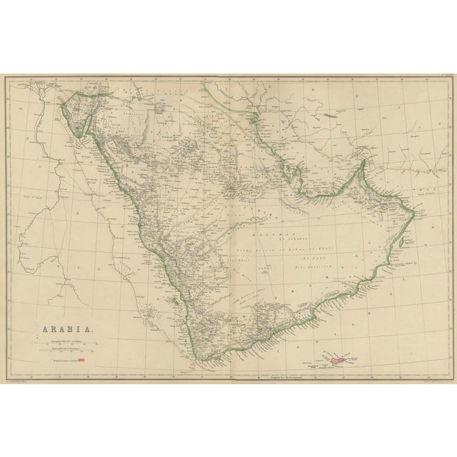 Arabia, Antique Map of the Arabian Peninsula, Blackie Atlas 1860 : This original antique map titled Arabia presents a...