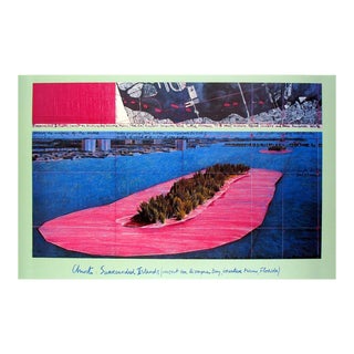 1983 Javacheff Christo 'Surrounded Islands (1982)' Contemporary Pink,Blue,Brown,Black,White Germany Offset Lithograph For Sale