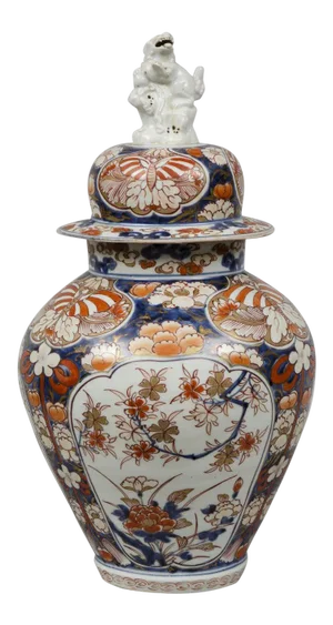 Early Japanese Imari Vase and Lid with Foo Dog Finial, circa 1720