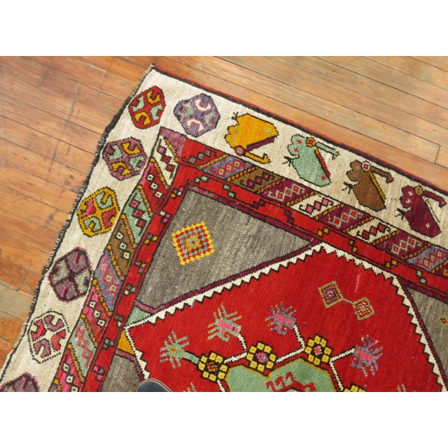 Mid 20th Century Mid 20th Century Colorful Turkish Anatolian Wide Runner For Sale - Image 5 of 6