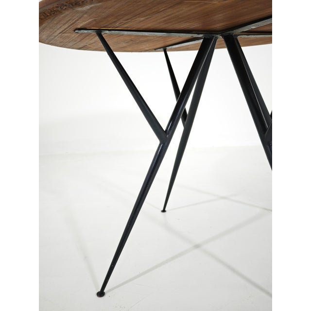 Round Table in Blue Glass, Wood and Black Metal, Italy, 1950s For Sale - Image 12 of 15