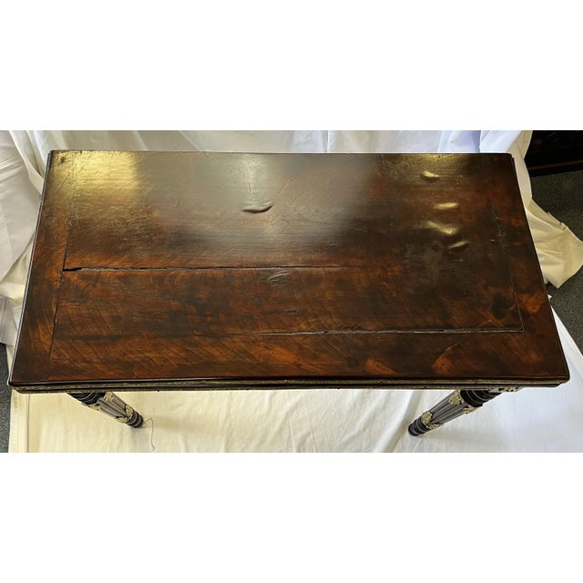 Late 19th Century French Louis XVI Style Mahogany Game Table With Brass Ormolu and Felt Top For Sale - Image 9 of 13