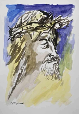 Arturo Pagano, Christ, Watercolor, 1980s