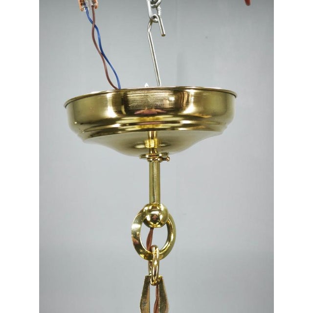 Vintage Czech Art Deco Brass and Opaline Glass Globe Pendant Light, 1920s For Sale - Image 10 of 15